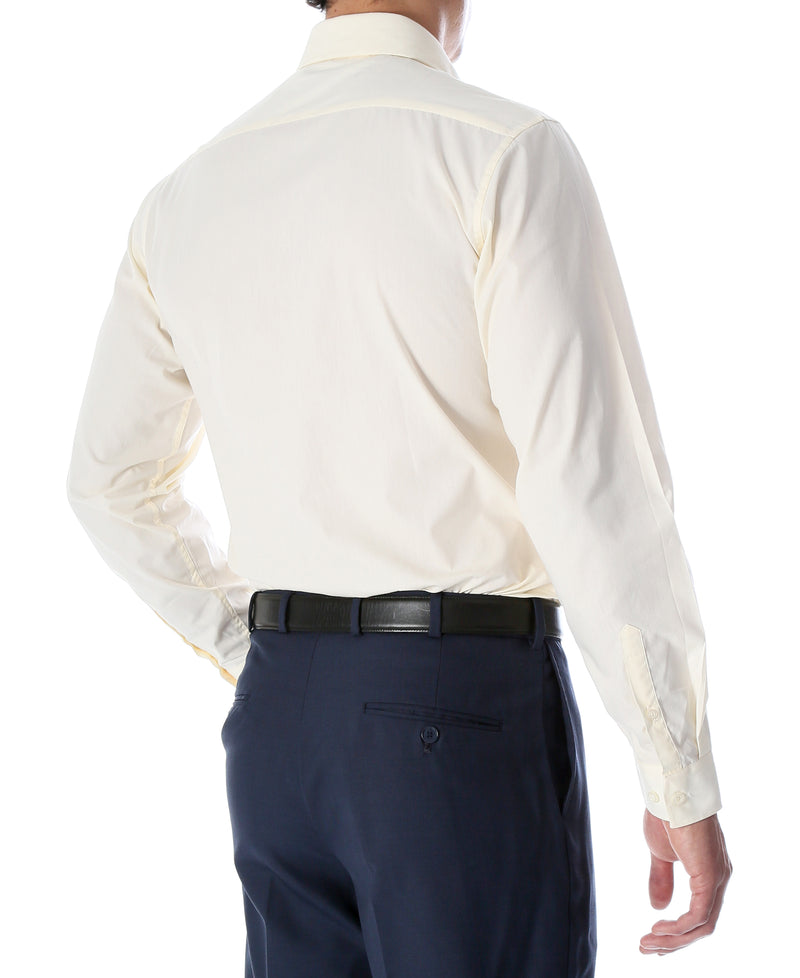 Leo Mens Off White Slim Fit Cotton Dress Shirt - FHYINC best men's suits, tuxedos, formal men's wear wholesale