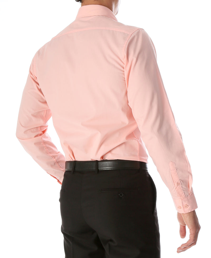 Leo Mens Pink Slim Fit Cotton Dress Shirt - FHYINC best men's suits, tuxedos, formal men's wear wholesale
