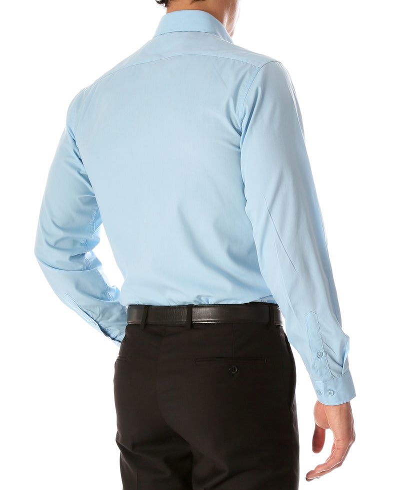 Leo Mens Sky Blue Slim Fit Cotton Dress Shirt - FHYINC best men's suits, tuxedos, formal men's wear wholesale