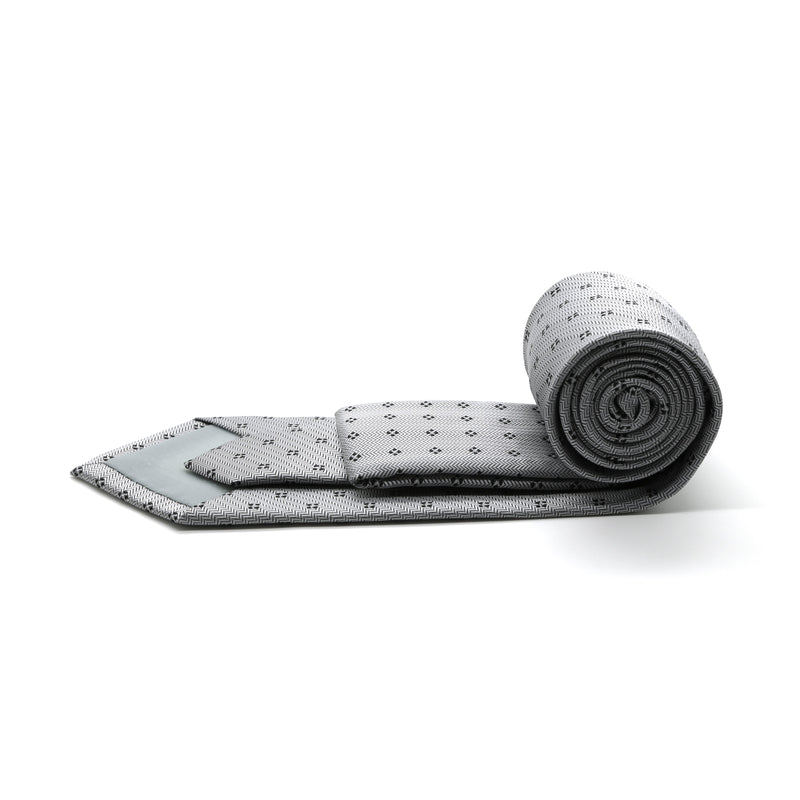 Mens Dads Classic Grey Geometric Pattern Business Casual Necktie & Hanky Set LO-7 - FHYINC best men's suits, tuxedos, formal men's wear wholesale