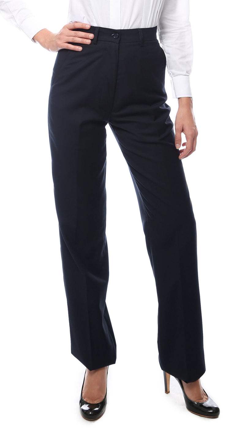 Womens 2789 Navy Elastic Waistband Dress Pants - FHYINC best men's suits, tuxedos, formal men's wear wholesale