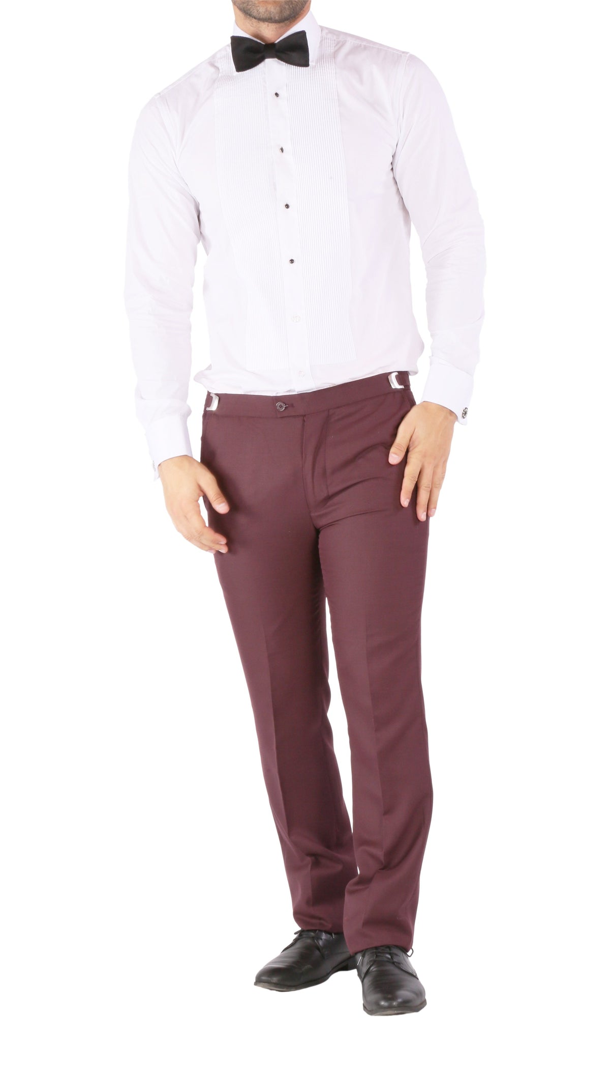 Luna 3pc Slim Fit Bugundy Peak Lapel Tuxedo - FHYINC best men's suits, tuxedos, formal men's wear wholesale