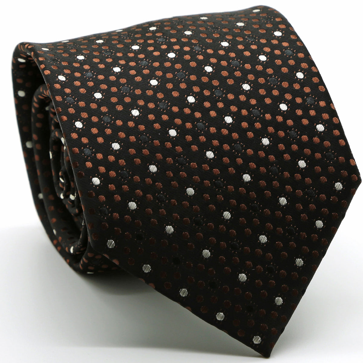 Mens Dads Classic Brown Dot Pattern Business Casual Necktie & Hanky Set M-2 - FHYINC best men's suits, tuxedos, formal men's wear wholesale