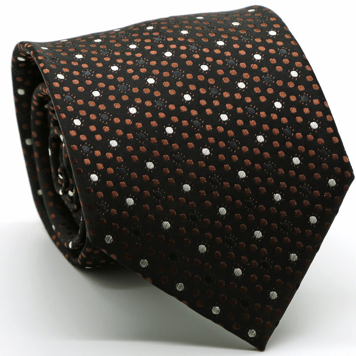 Mens Dads Classic Brown Dot Pattern Business Casual Necktie & Hanky Set M-2 - FHYINC best men's suits, tuxedos, formal men's wear wholesale
