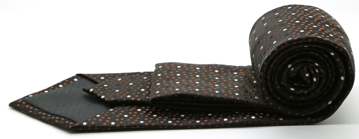 Mens Dads Classic Brown Dot Pattern Business Casual Necktie & Hanky Set M-2 - FHYINC best men's suits, tuxedos, formal men's wear wholesale
