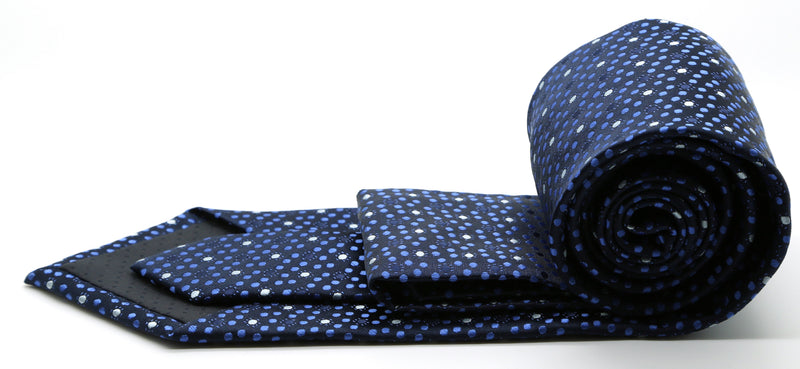 Mens Dads Classic Navy Dot Pattern Business Casual Necktie & Hanky Set M-8 - FHYINC best men's suits, tuxedos, formal men's wear wholesale