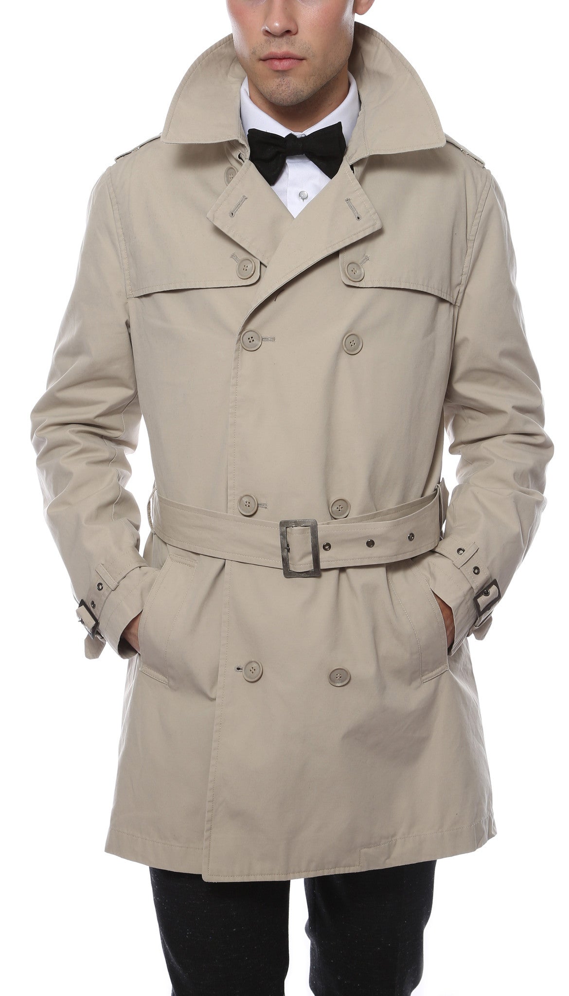 Premium Mens Mayfair Classic Fit Tan Trench Coat - FHYINC