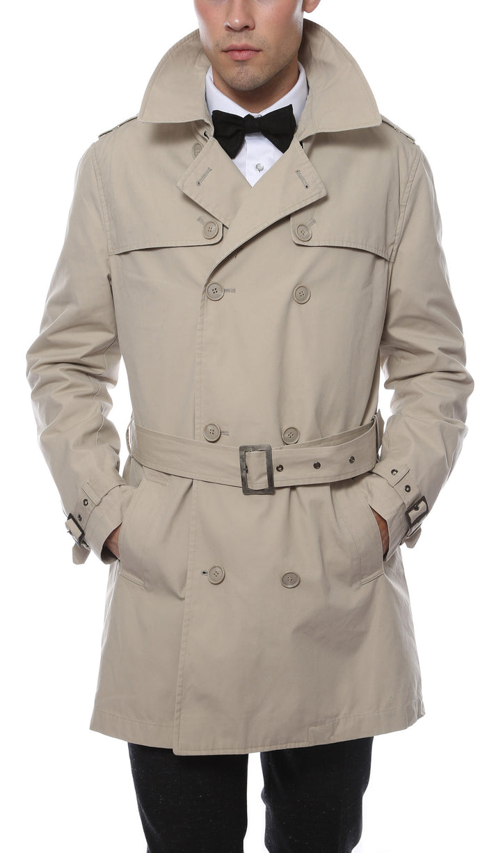Premium Mens Mayfair Classic Fit Tan Trench Coat - FHYINC
