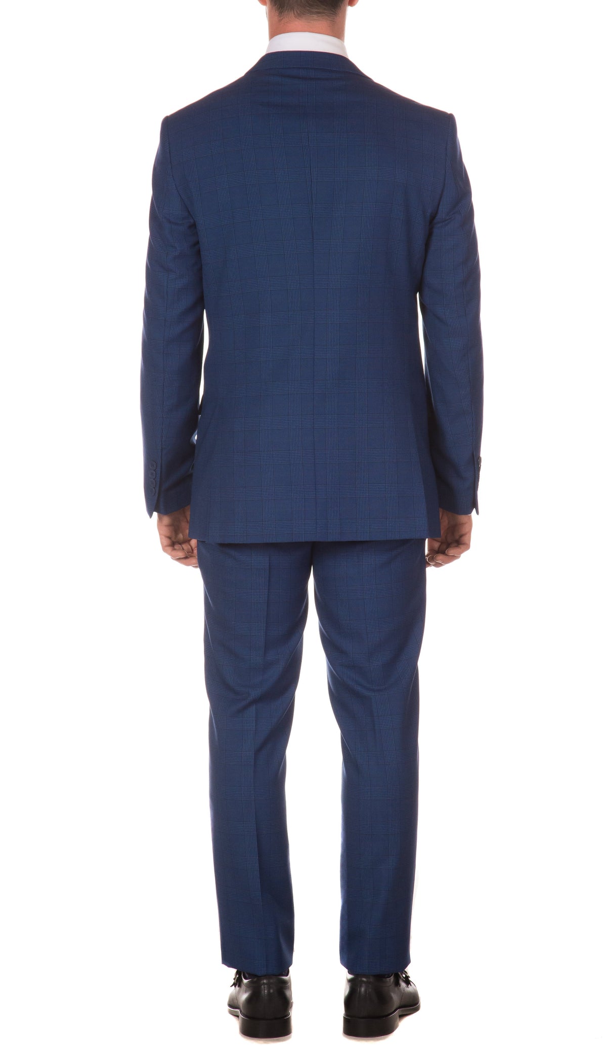 Morgan Slim Fit Blue Plaid 2pc Suit - FHYINC best men's suits, tuxedos, formal men's wear wholesale