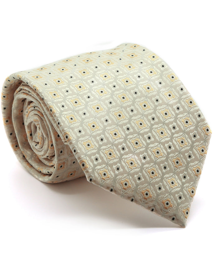 Mens Dads Classic Yellow Geometric Pattern Business Casual Necktie & Hanky Set N-9 - FHYINC best men's suits, tuxedos, formal men's wear wholesale