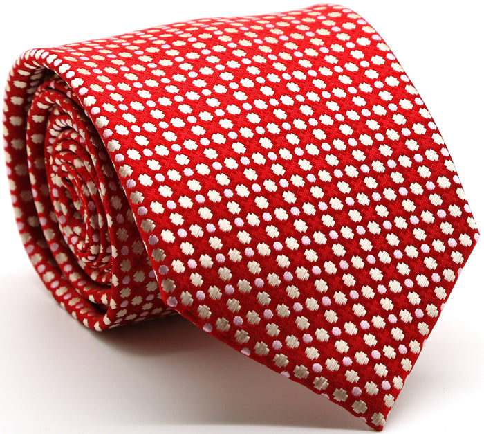 Mens Dads Classic Red Geometric Pattern Business Casual Necktie & Hanky Set P-4 - FHYINC best men's suits, tuxedos, formal men's wear wholesale