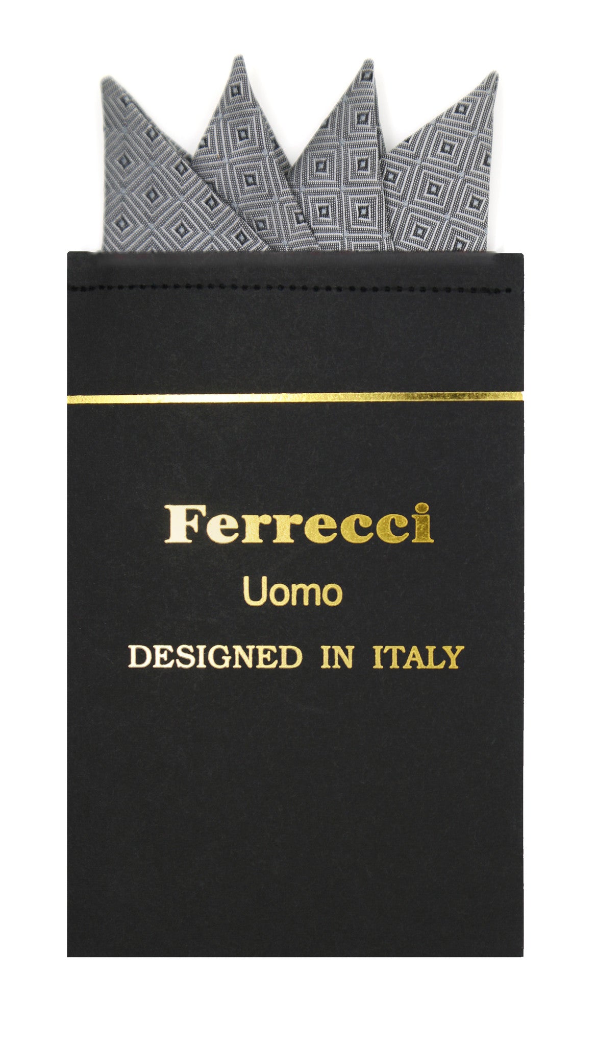 Pre-Folded Microfiber Grey Silver Geometric Handkerchief Pocket Square - FHYINC best men's suits, tuxedos, formal men's wear wholesale