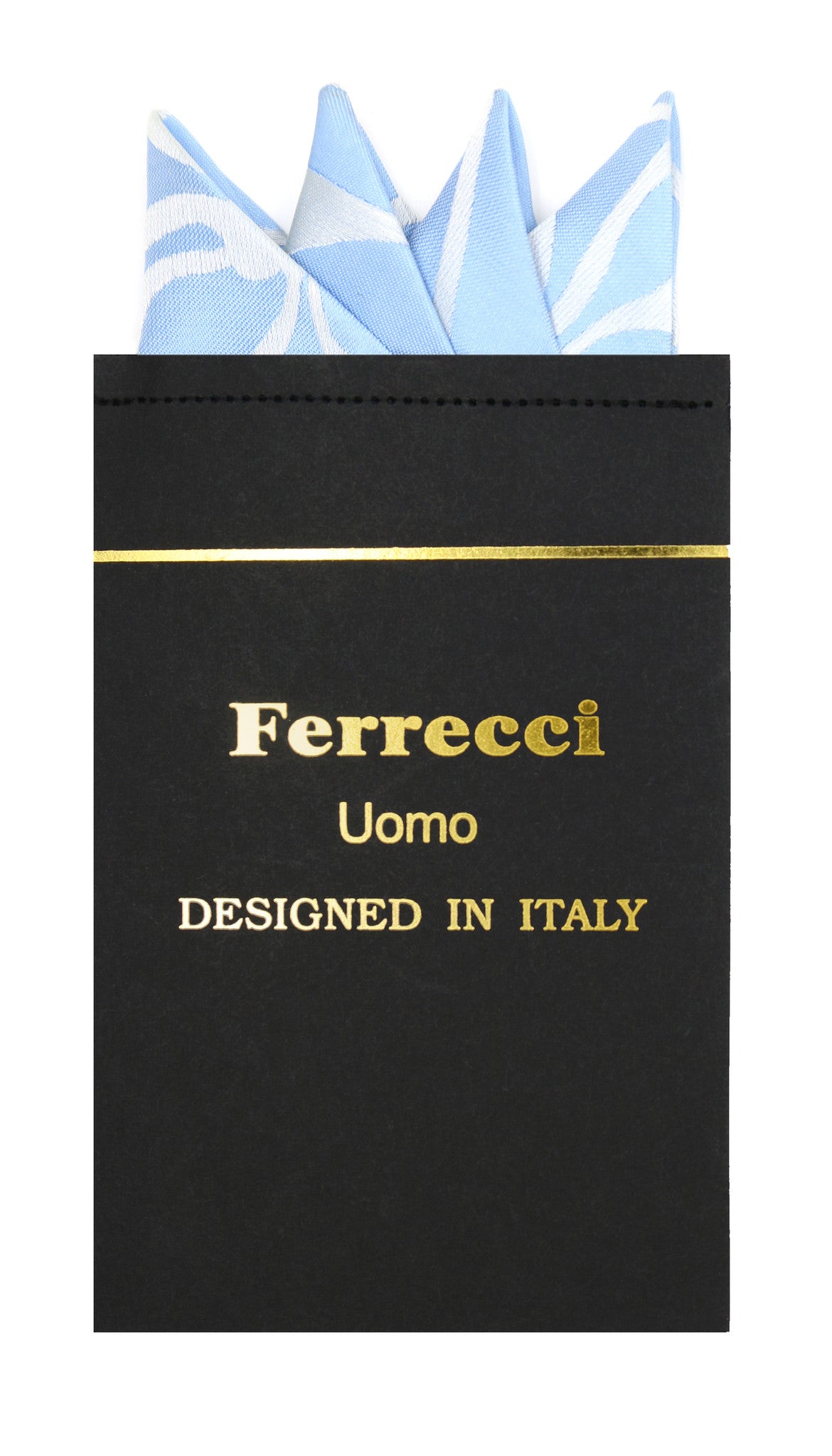 Pre-Folded Microfiber Sky Blue Geometric Handkerchief Pocket Square - FHYINC best men's suits, tuxedos, formal men's wear wholesale