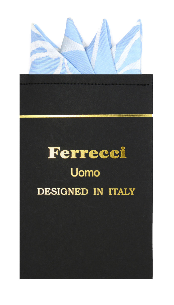 Pre-Folded Microfiber Sky Blue Geometric Handkerchief Pocket Square - FHYINC best men's suits, tuxedos, formal men's wear wholesale