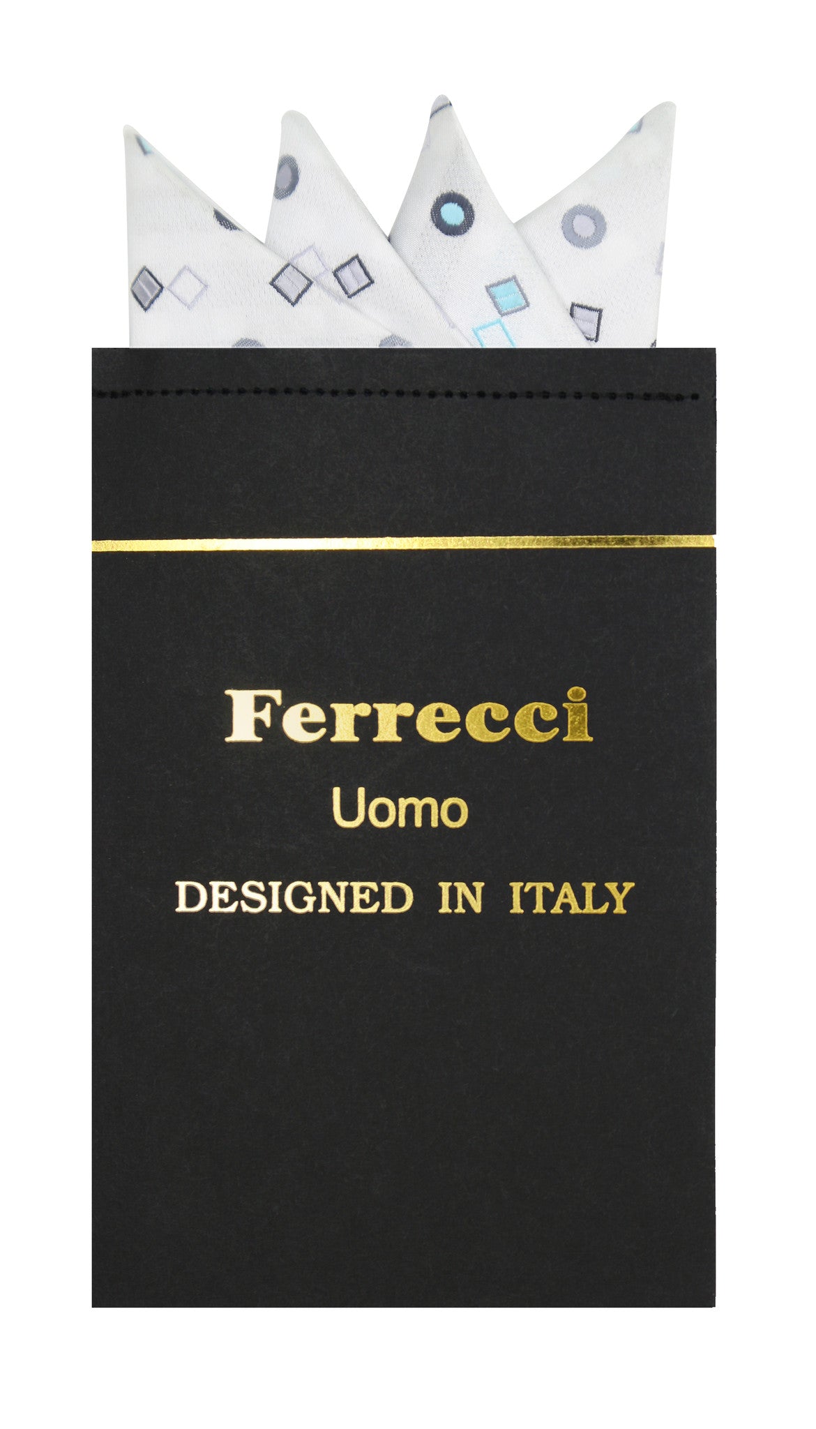 Pre-Folded Microfiber White Geometric Handkerchief Pocket Square - FHYINC best men's suits, tuxedos, formal men's wear wholesale