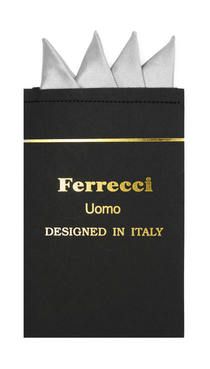 Pre-Folded Microfiber Silver Handkerchief Pocket Square - FHYINC best men's suits, tuxedos, formal men's wear wholesale