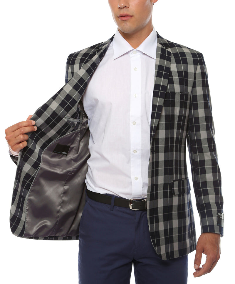 The Preston Plaid Check Slim Fit Mens Blazer - FHYINC best men's suits, tuxedos, formal men's wear wholesale