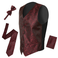 Ferrecci Mens PV50-2 Burgundy Black Vest Set - FHYINC best men's suits, tuxedos, formal men's wear wholesale
