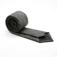 Slim Charcoal and Pink With Hint Of Sky Blue Plaid Neckties & Handkerchief - FHYINC