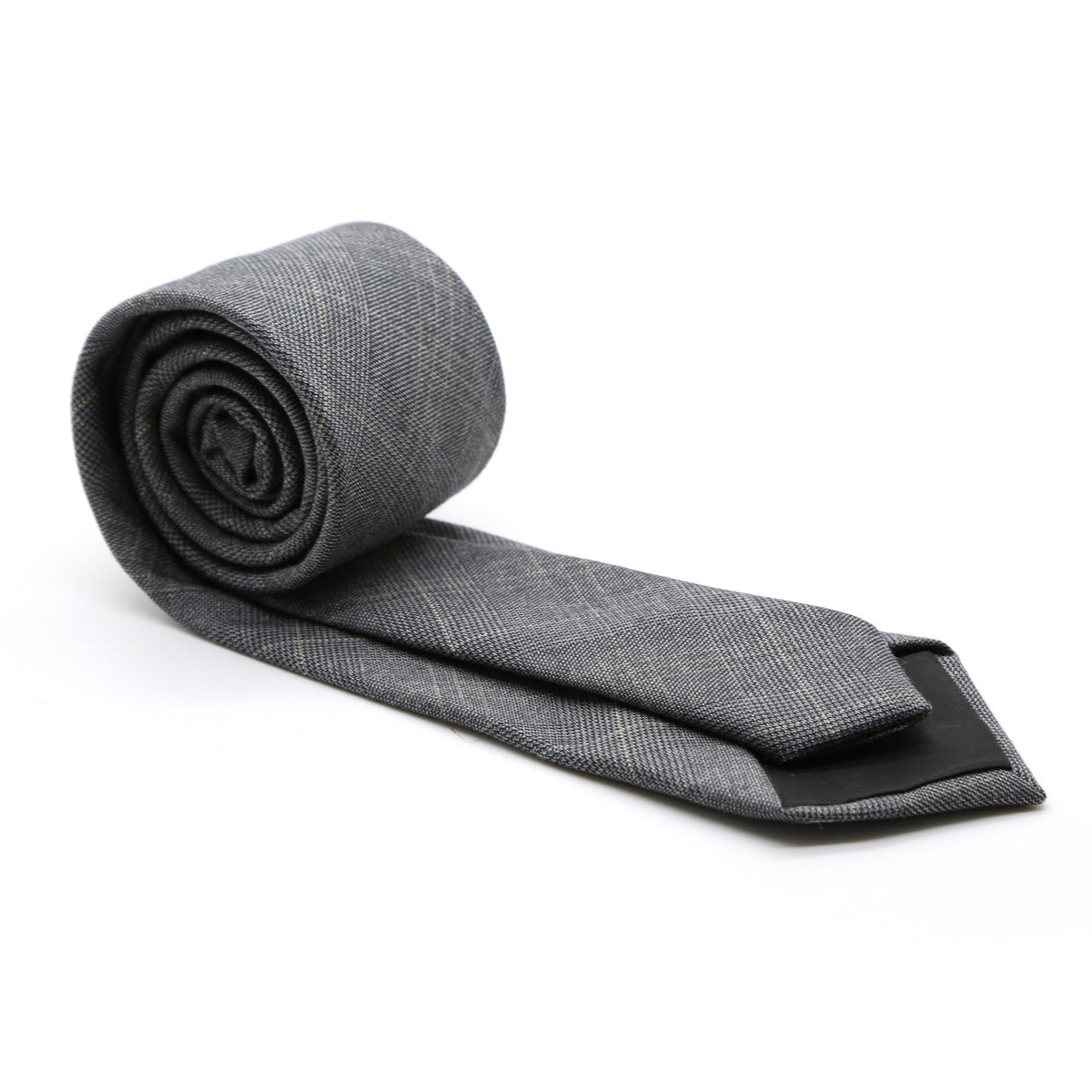 Slim Grey and Yellow Plaid Necktie & Handkerchief - FHYINC