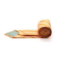 Ferrecci Mens Orange Striped Pattern Necktie with Handkerchief Set - FHYINC best men's suits, tuxedos, formal men's wear wholesale