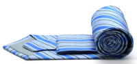 Mens Dads Classic Blue Striped Pattern Business Casual Necktie & Hanky Set Q-7 - FHYINC best men's suits, tuxedos, formal men's wear wholesale