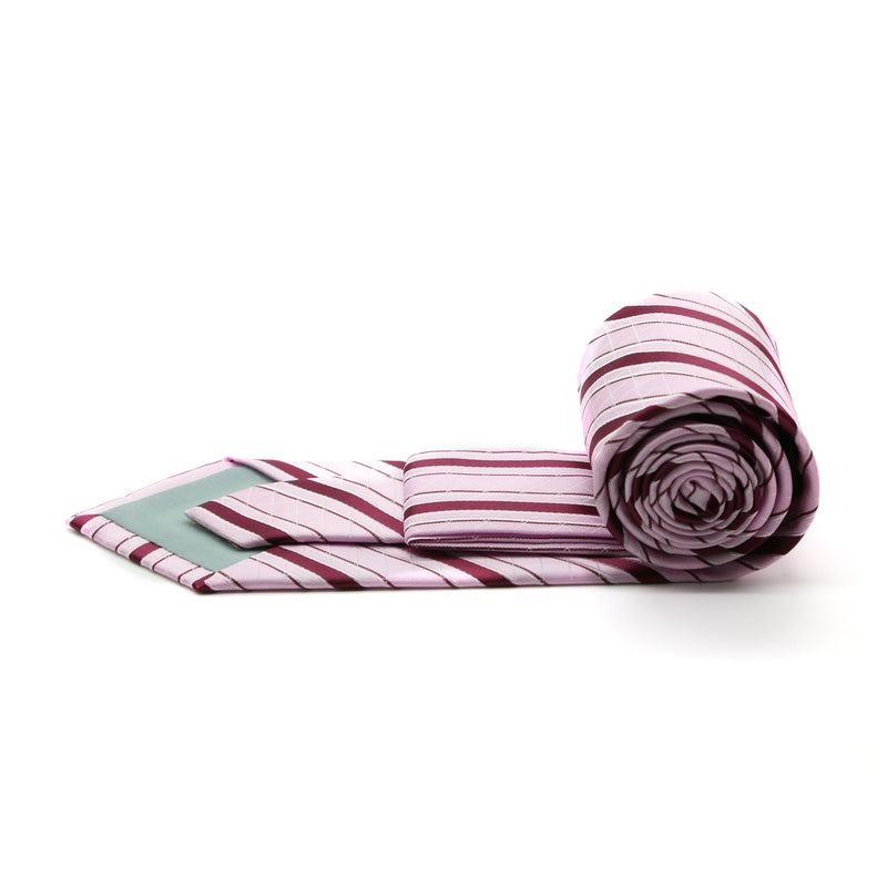 Ferrecci Mens Pink/Fuchsia Striped Pattern Necktie with Handkerchief Set - FHYINC best men's suits, tuxedos, formal men's wear wholesale