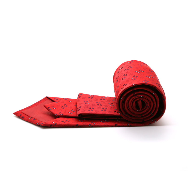 Ferrecci Mens Red Geo Pattern Necktie with Handkerchief Set - FHYINC best men's suits, tuxedos, formal men's wear wholesale