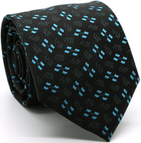 Mens Dads Classic Turquoise Geometric Pattern Business Casual Necktie & Hanky Set QO-6 - FHYINC best men's suits, tuxedos, formal men's wear wholesale