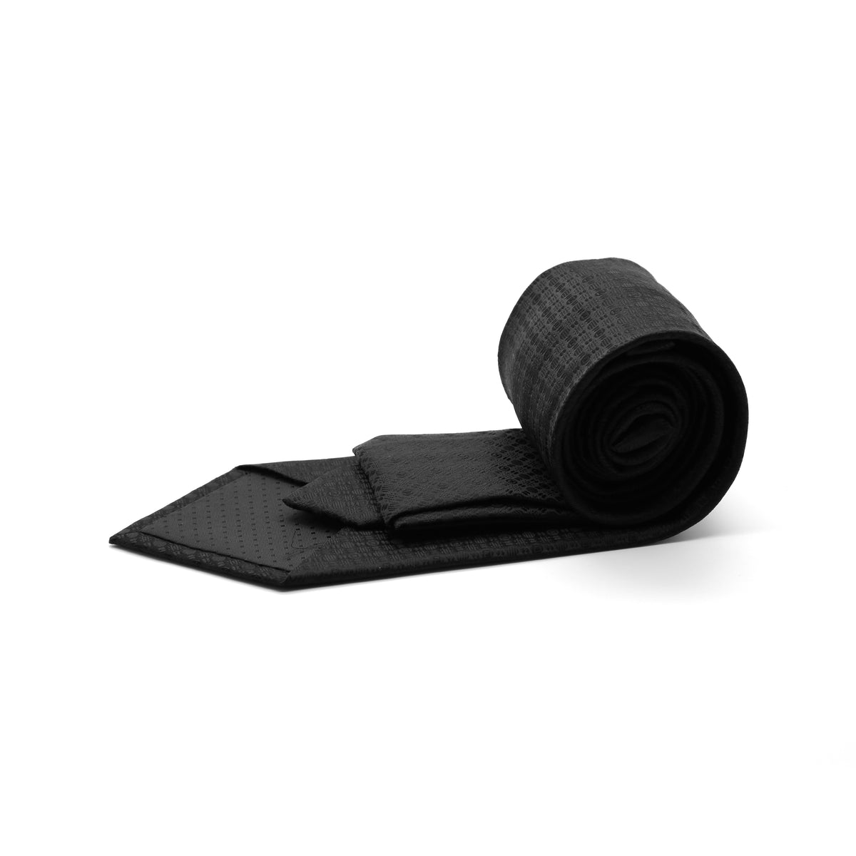 Ferrecci Mens Black/Black Geometric Necktie with Handkerchief Set - FHYINC best men's suits, tuxedos, formal men's wear wholesale