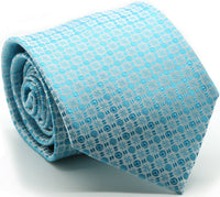 Mens Dads Classic Turquoise Geometric Pattern Business Casual Necktie & Hanky Set R-3 - FHYINC best men's suits, tuxedos, formal men's wear wholesale