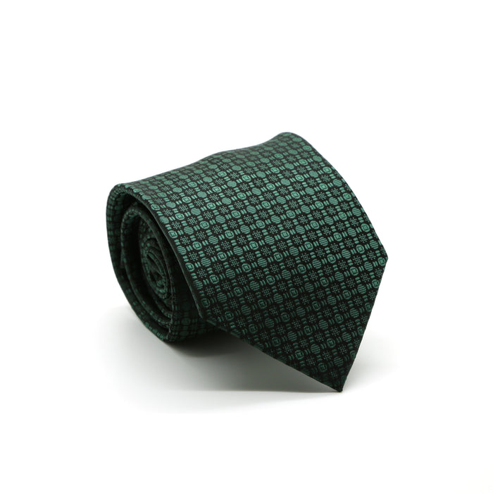 Ferrecci Mens Green Geometric Necktie with Handkerchief Set - FHYINC best men's suits, tuxedos, formal men's wear wholesale