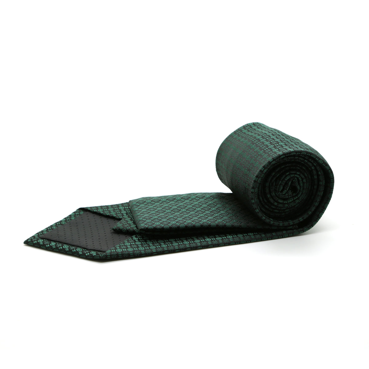 Ferrecci Mens Green Geometric Necktie with Handkerchief Set - FHYINC best men's suits, tuxedos, formal men's wear wholesale