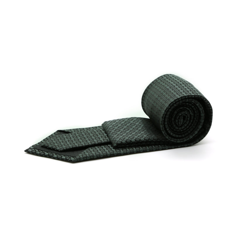 Ferrecci Mens Grey Geometric Necktie with Handkerchief Set - FHYINC best men's suits, tuxedos, formal men's wear wholesale