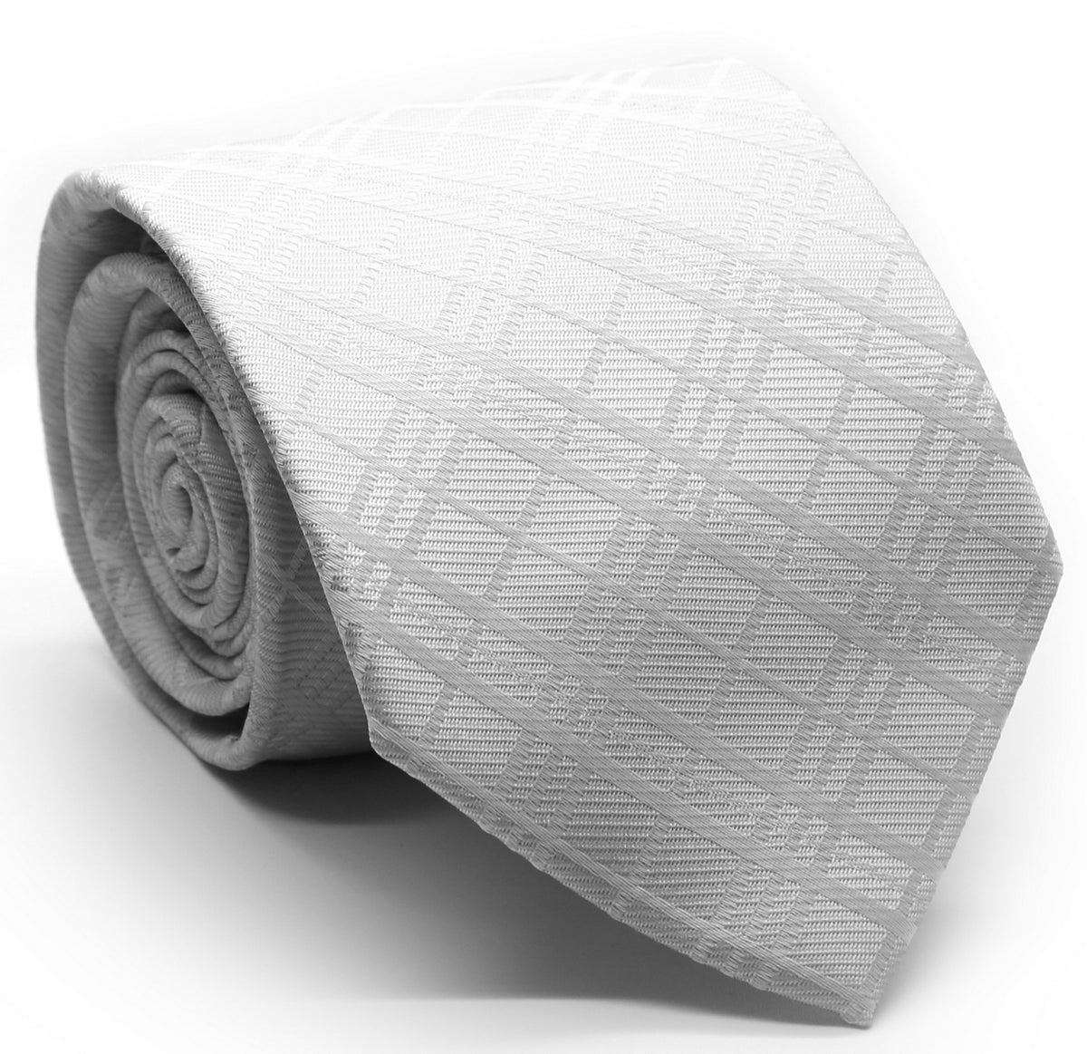 Mens Dads Classic White Striped Pattern Business Casual Necktie & Hanky Set RO-2 - FHYINC best men's suits, tuxedos, formal men's wear wholesale