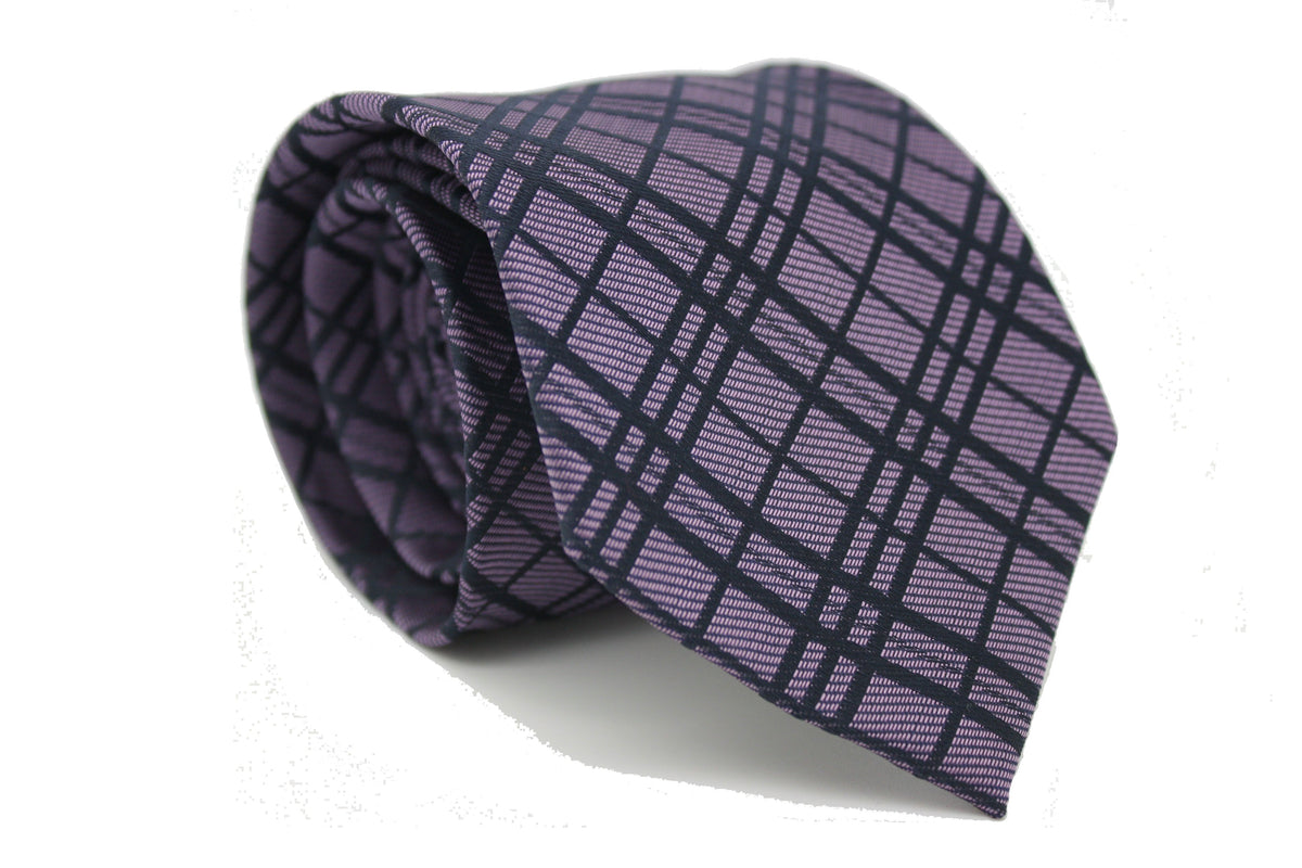 Mens Dads Classic Navy Striped Pattern Business Casual Necktie & Hanky Set RO-7 - FHYINC best men's suits, tuxedos, formal men's wear wholesale