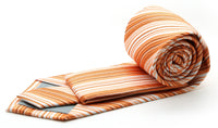 Mens Dads Classic Orange Striped Pattern Business Casual Necktie & Hanky Set S-4 - FHYINC best men's suits, tuxedos, formal men's wear wholesale