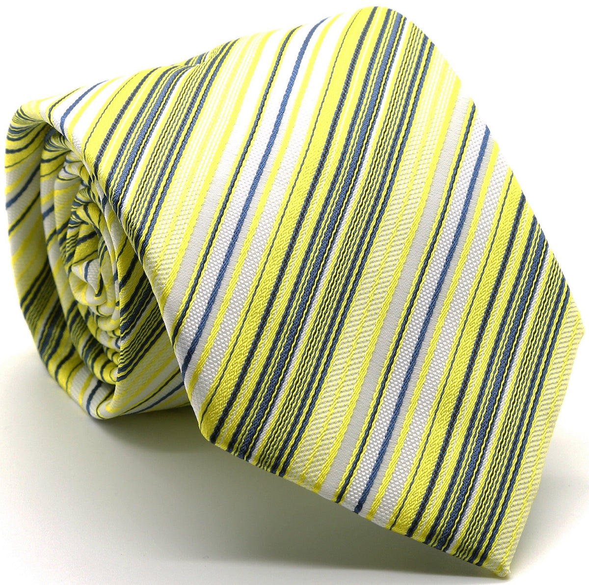 Mens Dads Classic Yellow Striped Pattern Business Casual Necktie & Hanky Set S-5 - FHYINC best men's suits, tuxedos, formal men's wear wholesale