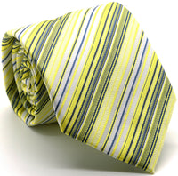 Mens Dads Classic Yellow Striped Pattern Business Casual Necktie & Hanky Set S-5 - FHYINC best men's suits, tuxedos, formal men's wear wholesale