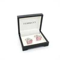 Silvertone Pink Shell Cuff Links With Jewelry Box - FHYINC
