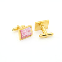 Goldtone Pink Shell Cuff Links With Jewelry Box - FHYINC