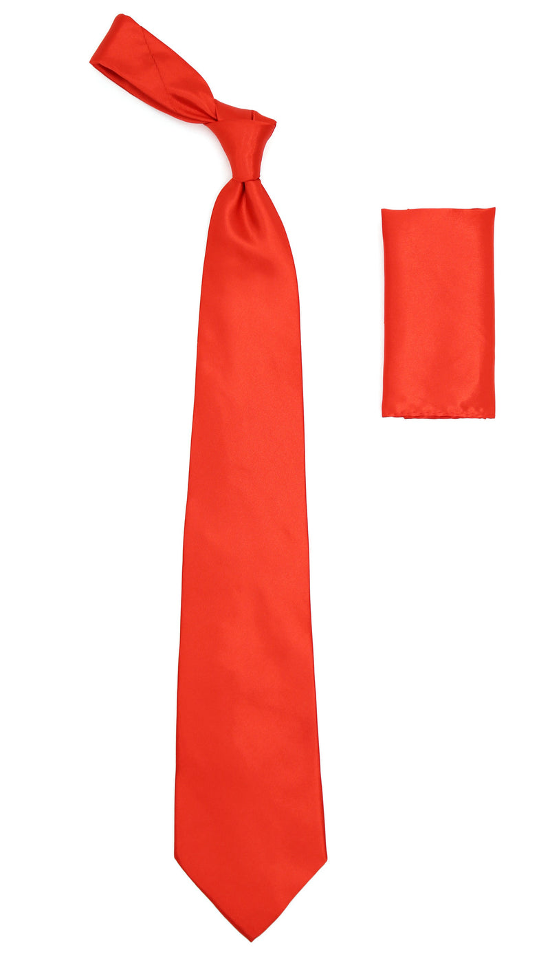 Burnt Red Satin Regular Fit French Cuff Dress Shirt, Tie & Hanky Set - FHYINC best men's suits, tuxedos, formal men's wear wholesale