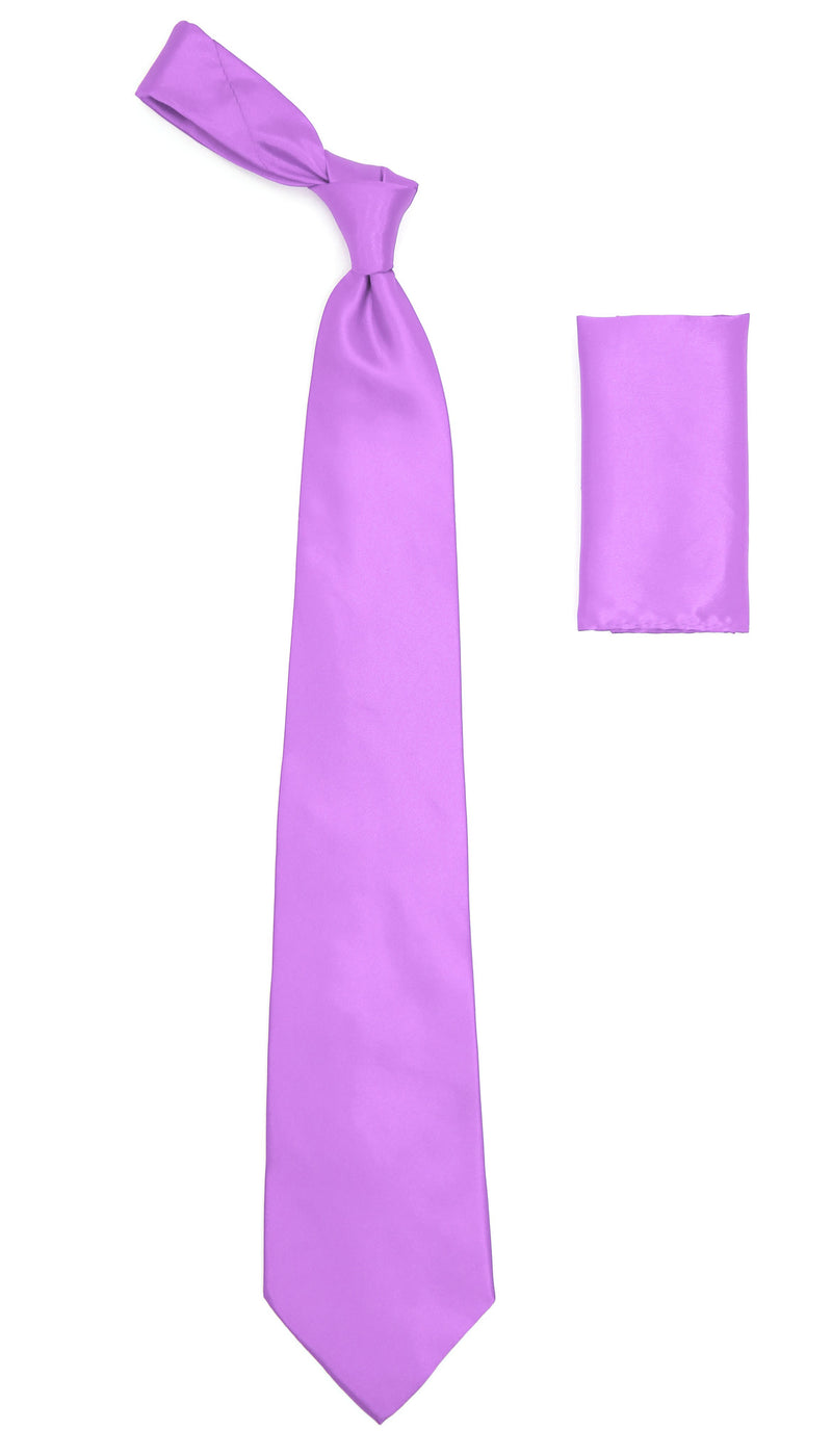 Lavender Satin Regular Fit Dress Shirt, Tie & Hanky Set - FHYINC best men's suits, tuxedos, formal men's wear wholesale