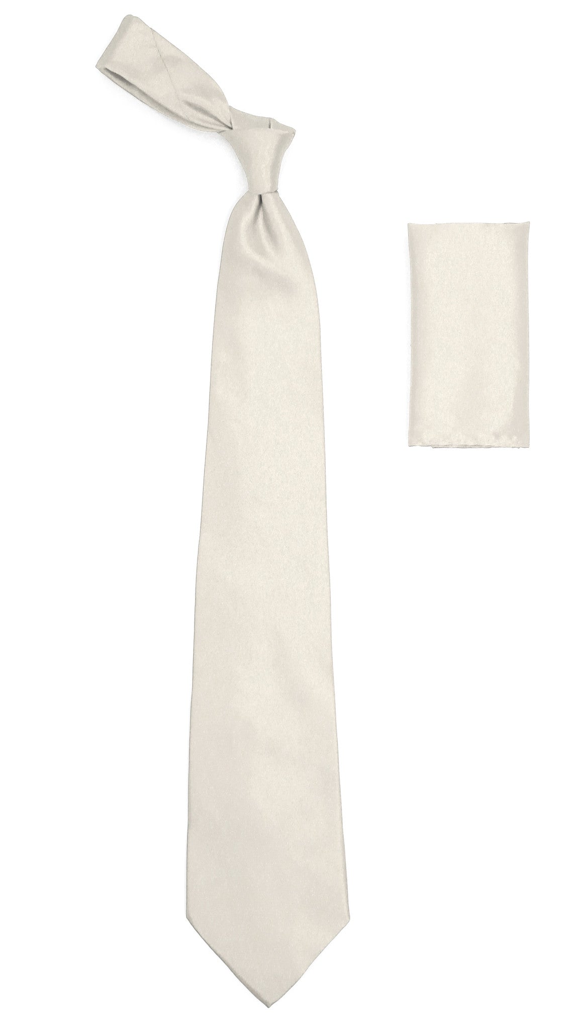 Off White Satin Regular Fit Dress Shirt, Tie & Hanky Set - FHYINC best men's suits, tuxedos, formal men's wear wholesale