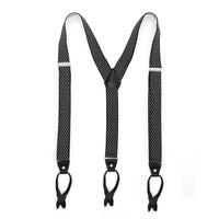 Black with White Diamond Unisex Button End Suspenders - FHYINC best men's suits, tuxedos, formal men's wear wholesale