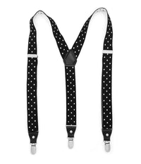 Black with White Dot Unisex Clip On Suspenders - FHYINC best men's suits, tuxedos, formal men's wear wholesale
