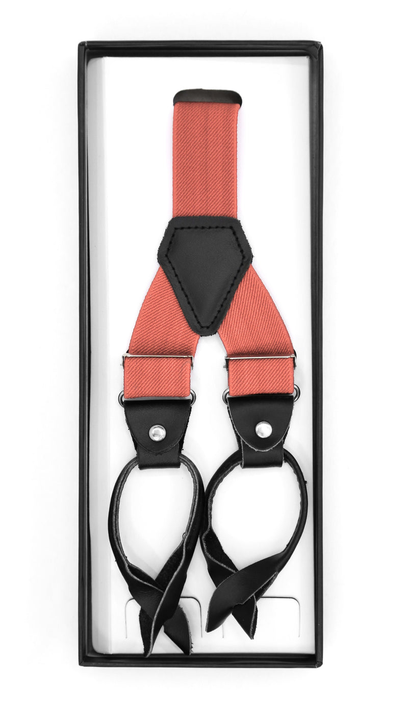 Coral Unisex Button End Suspenders - FHYINC best men's suits, tuxedos, formal men's wear wholesale