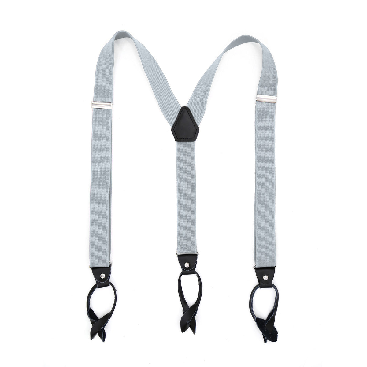 Grey Unisex Button End Suspenders - FHYINC best men's suits, tuxedos, formal men's wear wholesale