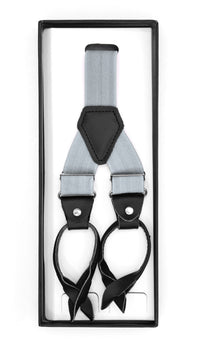 Grey Unisex Button End Suspenders - FHYINC best men's suits, tuxedos, formal men's wear wholesale