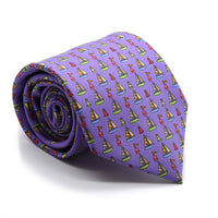 Sailboat Purple Necktie with Handkerchief Set - FHYINC best men's suits, tuxedos, formal men's wear wholesale